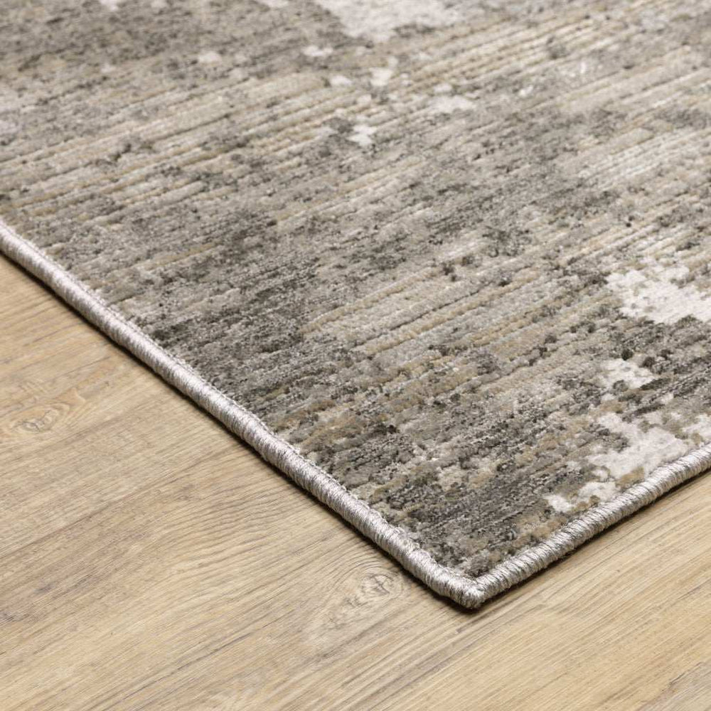 10' X 13' Grey Ivory Beige Tan Brown And Black Abstract Power Loom Stain Resistant Area Rug - Homeroots - Flyclothing LLC