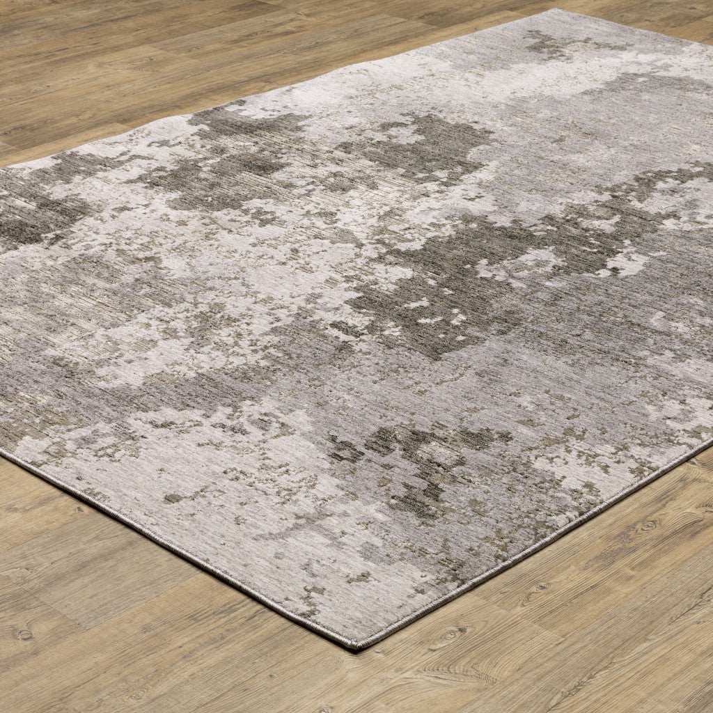 10' X 13' Grey Ivory Beige Tan Brown And Black Abstract Power Loom Stain Resistant Area Rug - Homeroots - Flyclothing LLC