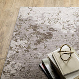 10' X 13' Grey Ivory Beige Tan Brown And Black Abstract Power Loom Stain Resistant Area Rug - Homeroots - Flyclothing LLC
