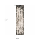 2' X 8' Grey Ivory Charcoal Tan Black And Beige Abstract Power Loom Stain Resistant Runner Rug - Homeroots - Flyclothing LLC