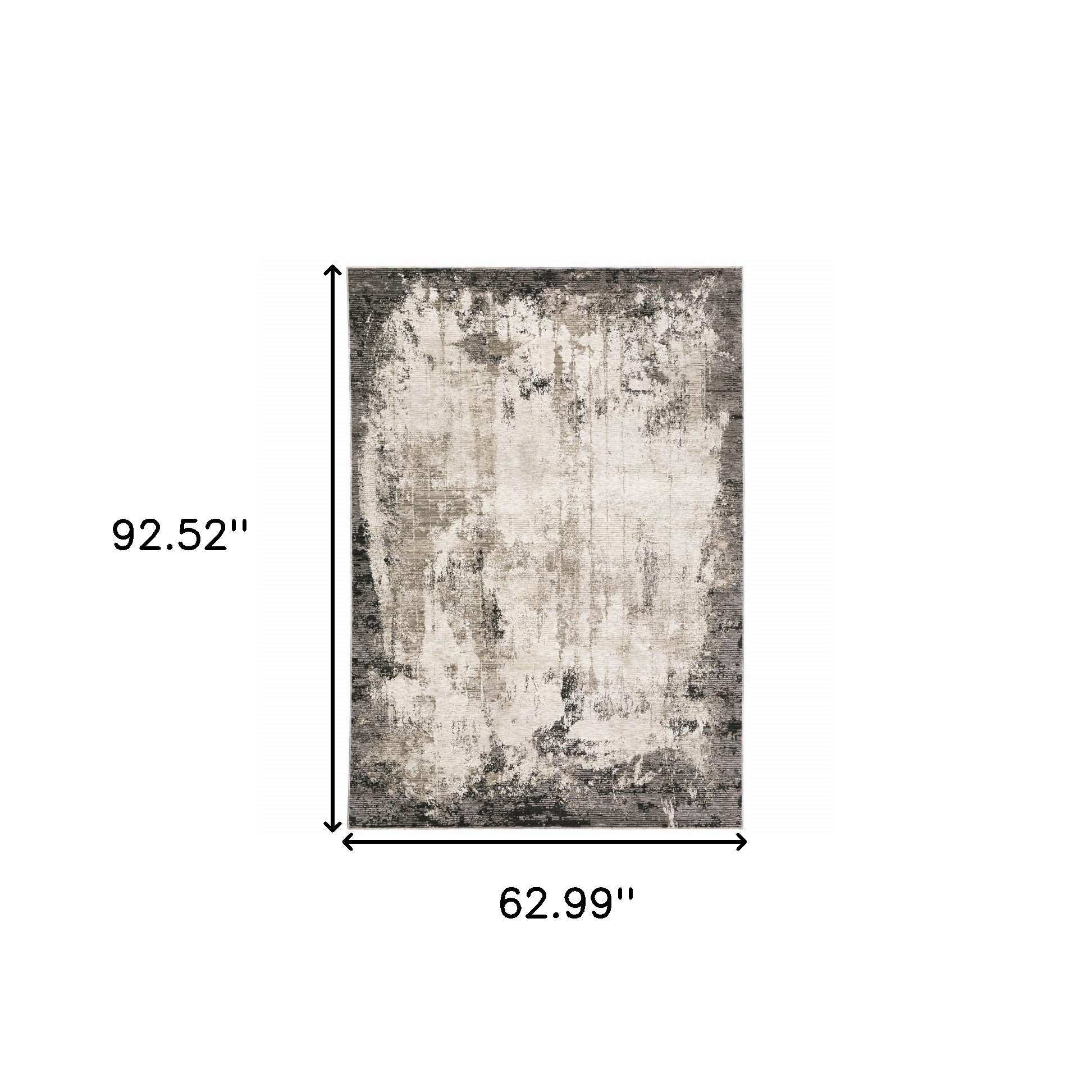 5' X 8' Grey Ivory Charcoal Tan Black And Beige Abstract Power Loom Stain Resistant Area Rug - Homeroots - Flyclothing LLC