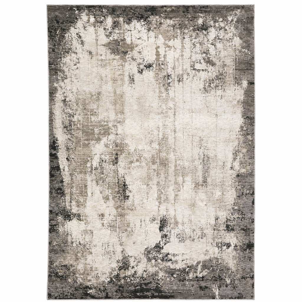 6' X 9' Grey Ivory Charcoal Tan Black And Beige Abstract Power Loom Stain Resistant Area Rug - Homeroots - Flyclothing LLC