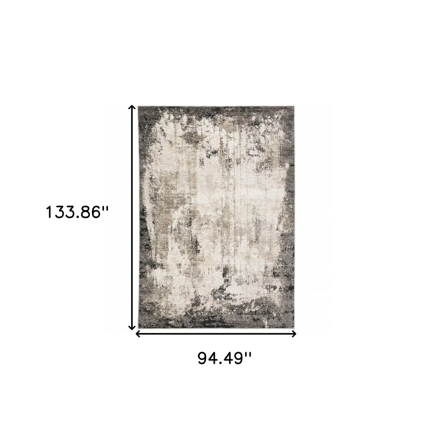 8' X 11' Grey Ivory Charcoal Tan Black And Beige Abstract Power Loom Stain Resistant Area Rug - Homeroots - Flyclothing LLC