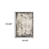 8' X 11' Grey Ivory Charcoal Tan Black And Beige Abstract Power Loom Stain Resistant Area Rug - Homeroots - Flyclothing LLC