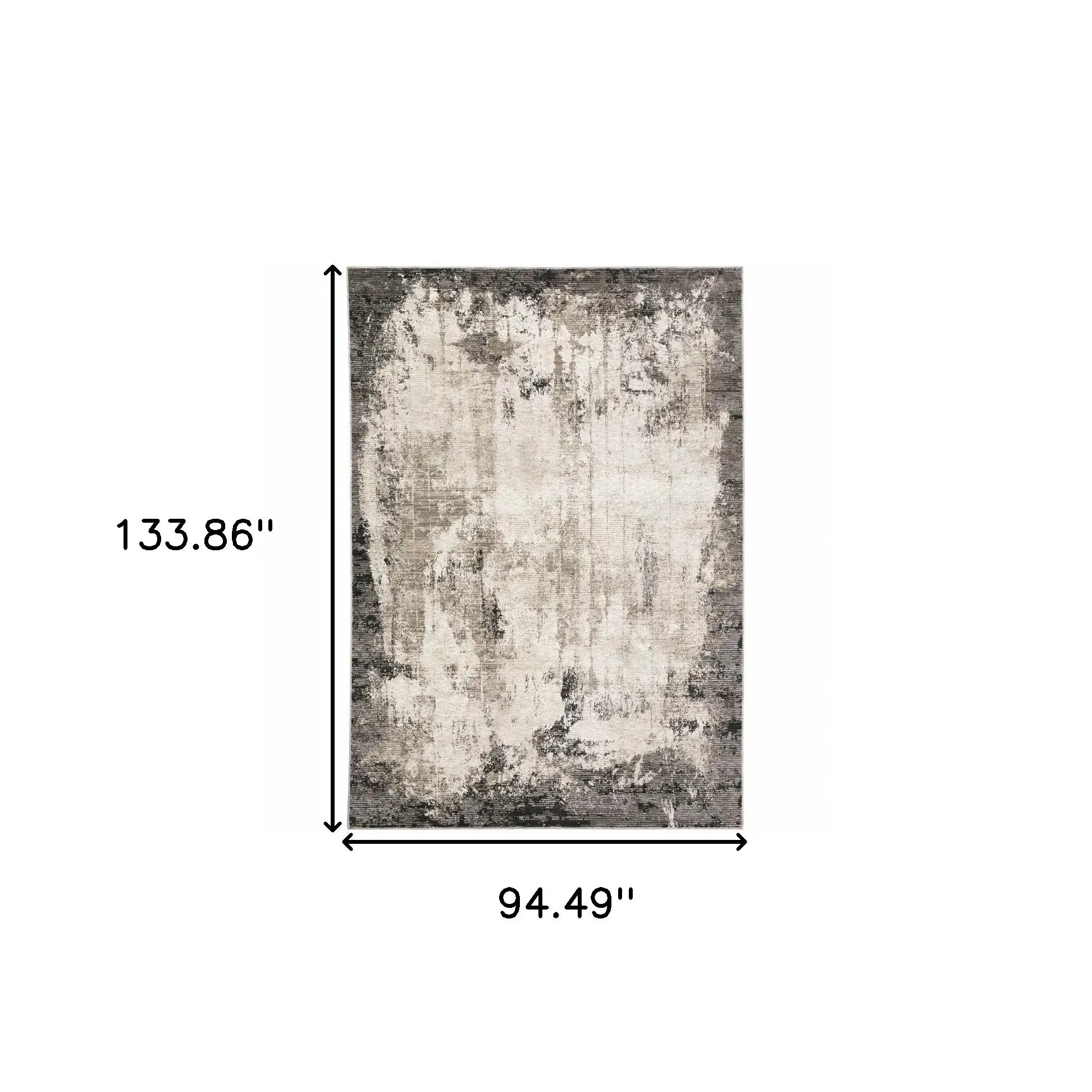 8' X 11' Grey Ivory Charcoal Tan Black And Beige Abstract Power Loom Stain Resistant Area Rug - Homeroots - Flyclothing LLC