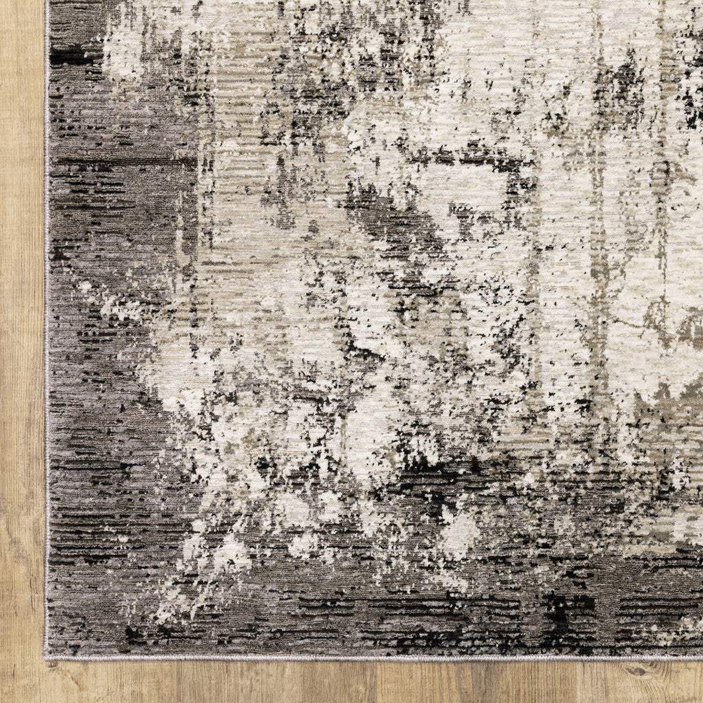 8' X 11' Grey Ivory Charcoal Tan Black And Beige Abstract Power Loom Stain Resistant Area Rug - Homeroots - Flyclothing LLC