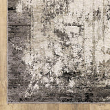 8' X 11' Grey Ivory Charcoal Tan Black And Beige Abstract Power Loom Stain Resistant Area Rug - Homeroots - Flyclothing LLC