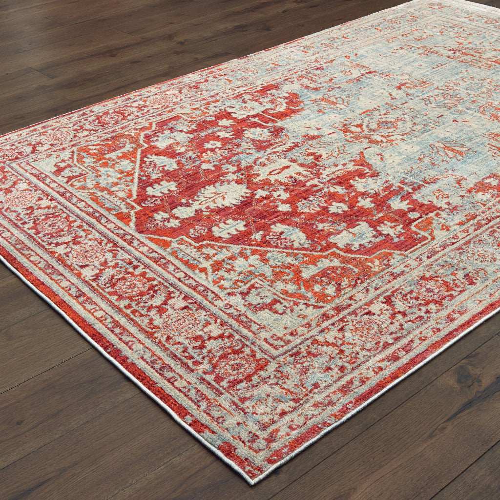 10' X 13' Grey And Orange Oriental Power Loom Stain Resistant Area Rug - Homeroots - Flyclothing LLC