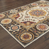 10' X 13' Ivory And Brown Oriental Power Loom Stain Resistant Area Rug - Homeroots - Flyclothing LLC