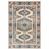 10' X 13' Ivory And Blue Oriental Power Loom Stain Resistant Area Rug - Homeroots - Flyclothing LLC