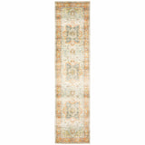 2' X 8' Blue And Orange Abstract Power Loom Stain Resistant Runner Rug