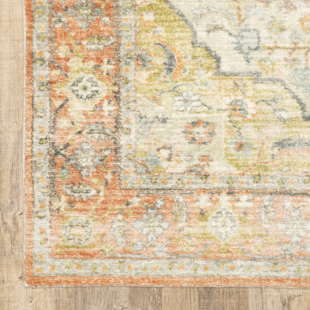 8' X 10' Orange Silver Gold And Grey Abstract Power Loom Stain Resistant Area Rug - Homeroots