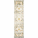2' X 8' Gray And Ivory Oriental Power Loom Stain Resistant Runner Rug - Homeroots