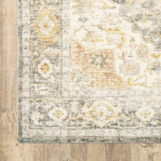 2' X 8' Gray And Ivory Oriental Power Loom Stain Resistant Runner Rug - Homeroots - Flyclothing LLC