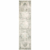 2' X 8' Grey Ivory And Blue Oriental Power Loom Stain Resistant Runner Rug - Homeroots - Flyclothing LLC