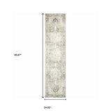 2' X 8' Grey Ivory And Blue Oriental Power Loom Stain Resistant Runner Rug - Homeroots - Flyclothing LLC