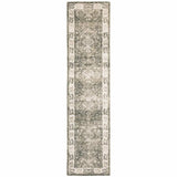 2' X 8' Grey Ivory Tan And Beige Oriental Power Loom Stain Resistant Runner Rug - Homeroots - Flyclothing LLC