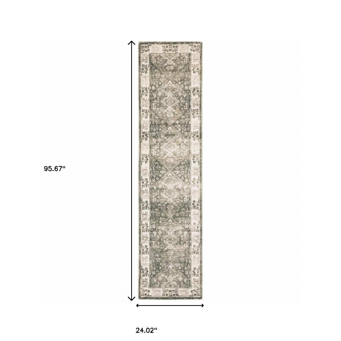 2' X 8' Grey Ivory Tan And Beige Oriental Power Loom Stain Resistant Runner Rug - Homeroots - Flyclothing LLC