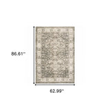 5' X 7' Grey Ivory Tan And Beige Oriental Power Loom Stain Resistant Area Rug - Homeroots - Flyclothing LLC