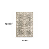 8' X 10' Grey Ivory Tan And Beige Oriental Power Loom Stain Resistant Area Rug - Homeroots - Flyclothing LLC