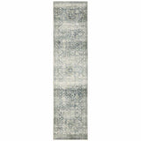 2' X 8' Blue Ivory And Grey Oriental Power Loom Stain Resistant Runner Rug - Homeroots - Flyclothing LLC