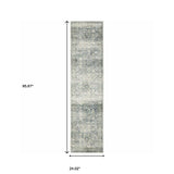 2' X 8' Blue Ivory And Grey Oriental Power Loom Stain Resistant Runner Rug - Homeroots - Flyclothing LLC