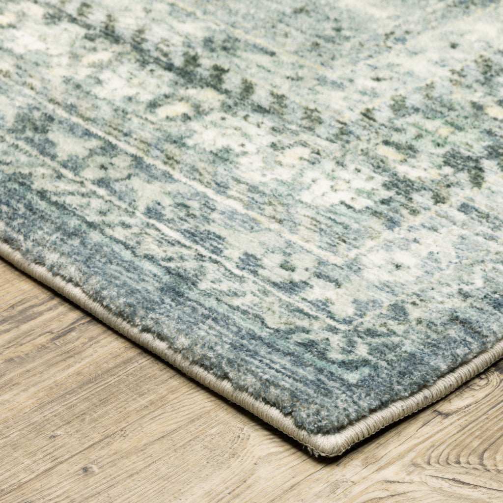 2' X 8' Blue Ivory And Grey Oriental Power Loom Stain Resistant Runner Rug - Homeroots - Flyclothing LLC