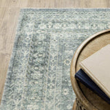 2' X 8' Blue Ivory And Grey Oriental Power Loom Stain Resistant Runner Rug - Homeroots - Flyclothing LLC