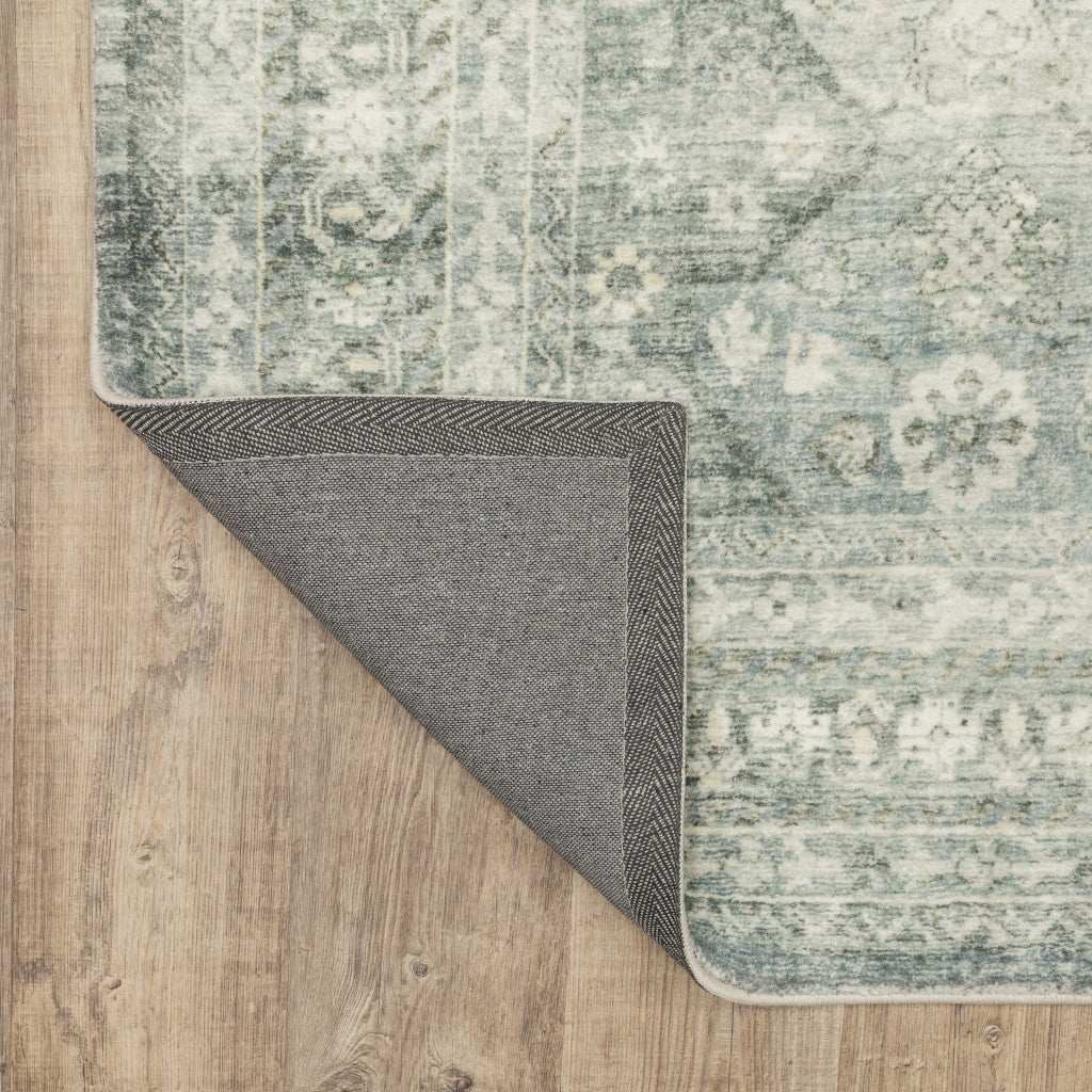 2' X 8' Blue Ivory And Grey Oriental Power Loom Stain Resistant Runner Rug - Homeroots - Flyclothing LLC
