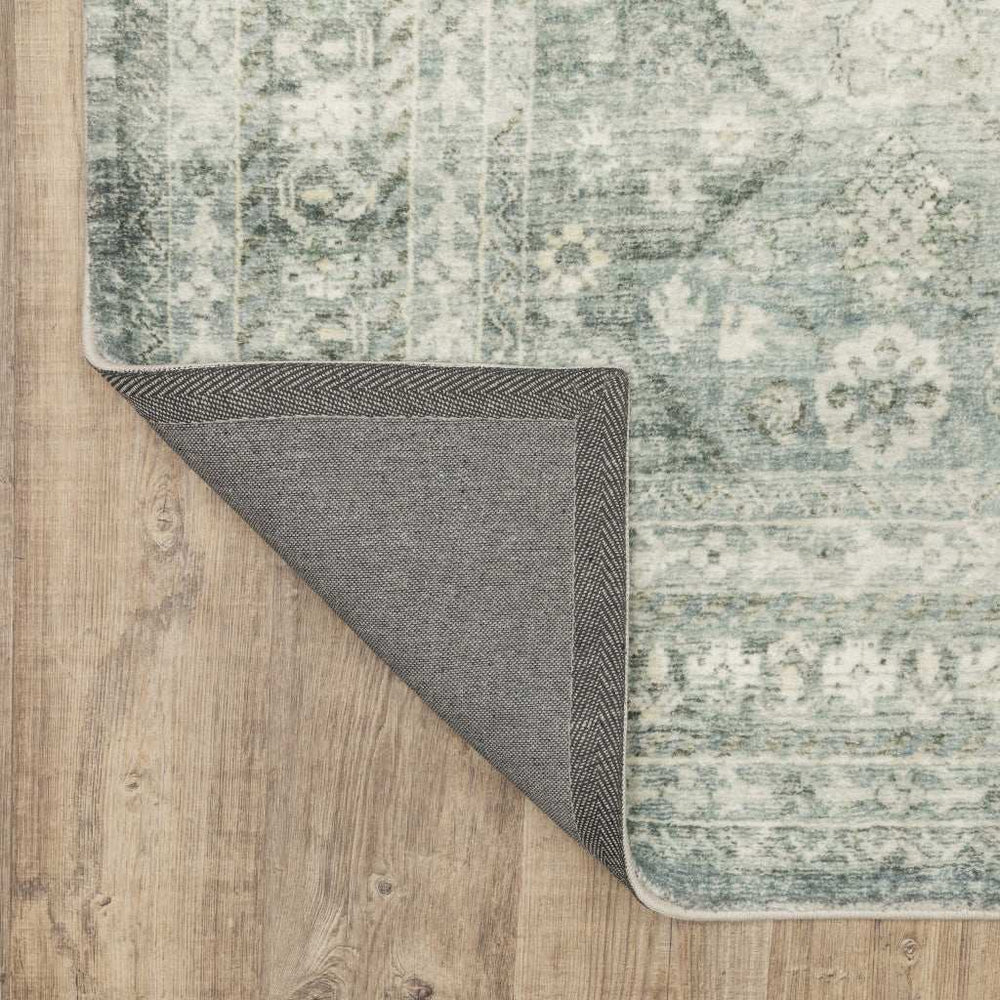 2' X 8' Blue Ivory And Grey Oriental Power Loom Stain Resistant Runner Rug - Homeroots - Flyclothing LLC