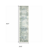 2' X 8' Grey Blue And Ivory Oriental Power Loom Stain Resistant Runner Rug - Homeroots - Flyclothing LLC