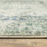 2' X 8' Grey Blue And Ivory Oriental Power Loom Stain Resistant Runner Rug - Homeroots - Flyclothing LLC