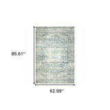 5' X 7' Grey Blue And Ivory Oriental Power Loom Stain Resistant Area Rug - Homeroots - Flyclothing LLC