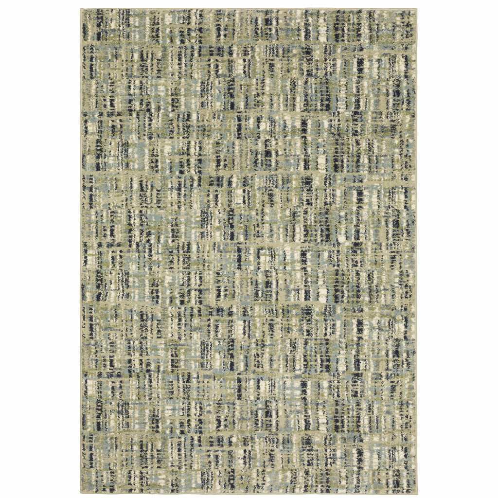 10' X 13' Green Blue Ivory Beige And Light Blue Abstract Power Loom Stain Resistant Area Rug - Homeroots - Flyclothing LLC