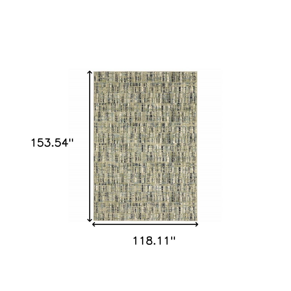 10' X 13' Green Blue Ivory Beige And Light Blue Abstract Power Loom Stain Resistant Area Rug - Homeroots - Flyclothing LLC