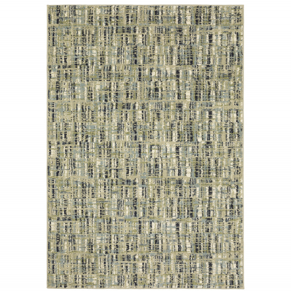 10' X 13' Green Blue Ivory Beige And Light Blue Abstract Power Loom Stain Resistant Area Rug - Homeroots