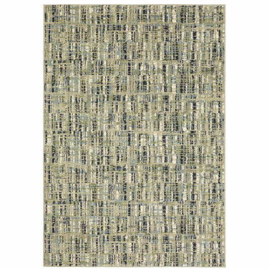 10' X 13' Green Blue Ivory Beige And Light Blue Abstract Power Loom Stain Resistant Area Rug - Homeroots - Flyclothing LLC
