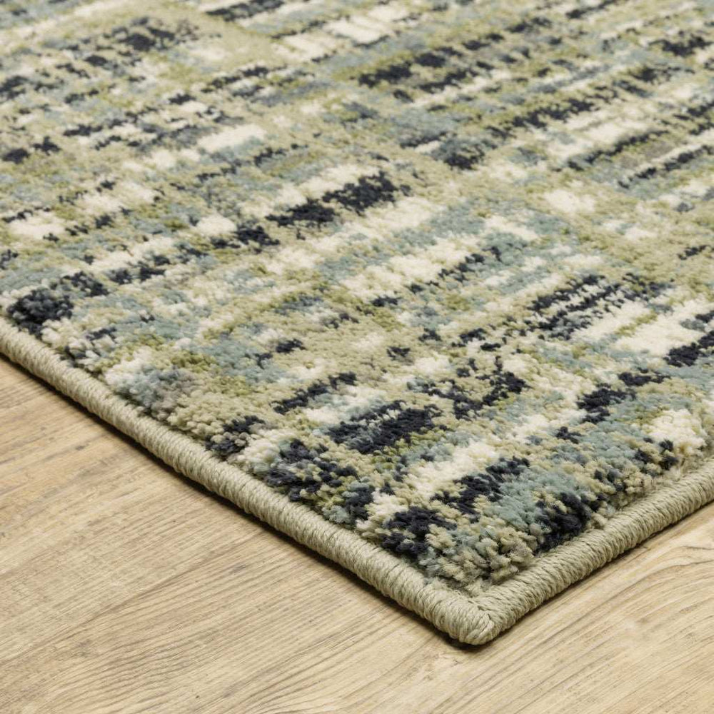 10' X 13' Green Blue Ivory Beige And Light Blue Abstract Power Loom Stain Resistant Area Rug - Homeroots - Flyclothing LLC