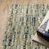 10' X 13' Green Blue Ivory Beige And Light Blue Abstract Power Loom Stain Resistant Area Rug - Homeroots - Flyclothing LLC