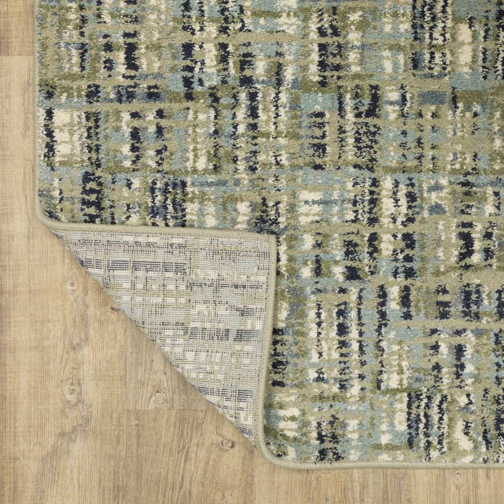 10' X 13' Green Blue Ivory Beige And Light Blue Abstract Power Loom Stain Resistant Area Rug - Homeroots - Flyclothing LLC