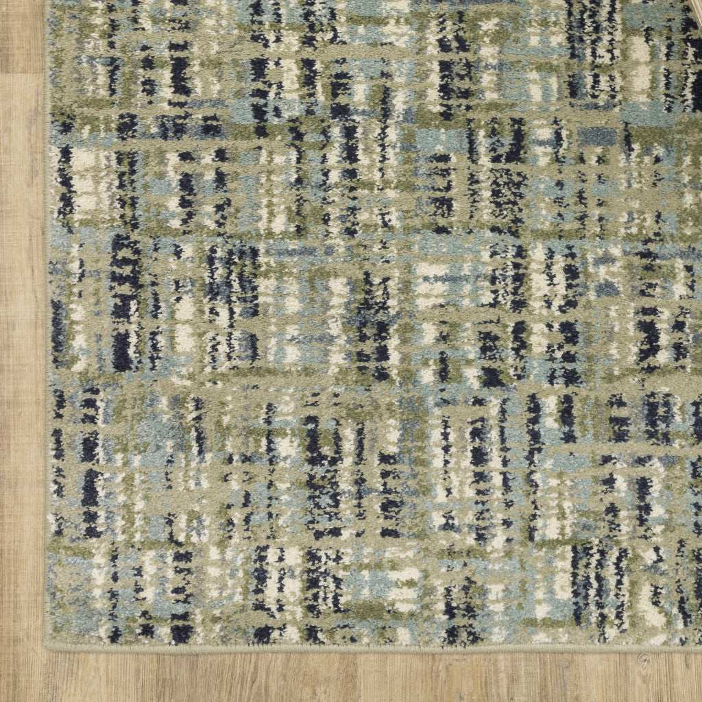 10' X 13' Green Blue Ivory Beige And Light Blue Abstract Power Loom Stain Resistant Area Rug - Homeroots - Flyclothing LLC