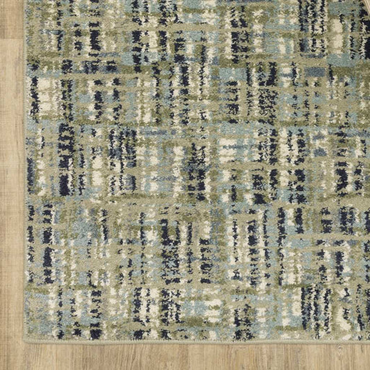 10' X 13' Green Blue Ivory Beige And Light Blue Abstract Power Loom Stain Resistant Area Rug - Homeroots - Flyclothing LLC