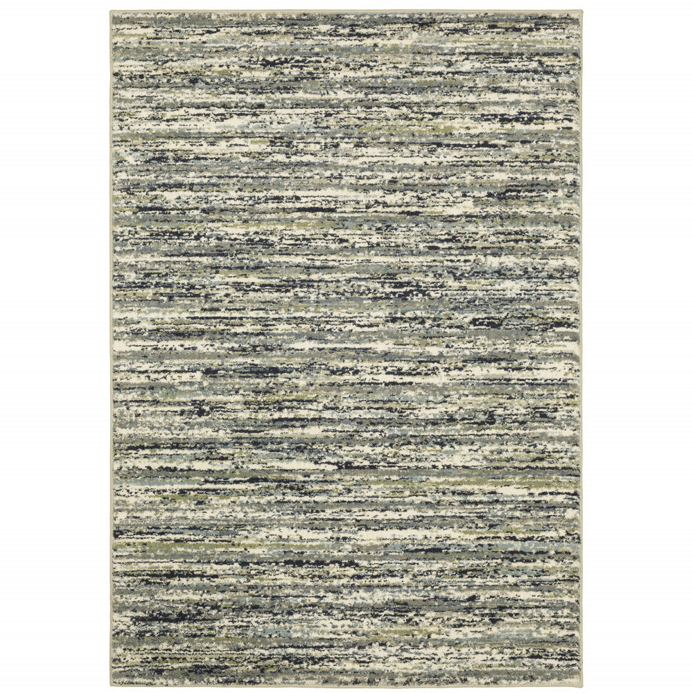 10' X 13' Blue Green Light Blue Grey And Ivory Abstract Power Loom Stain Resistant Area Rug - Homeroots
