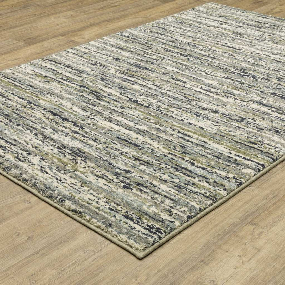 10' X 13' Blue Green Light Blue Grey And Ivory Abstract Power Loom Stain Resistant Area Rug - Homeroots - Flyclothing LLC