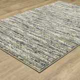 10' X 13' Blue Green Light Blue Grey And Ivory Abstract Power Loom Stain Resistant Area Rug - Homeroots