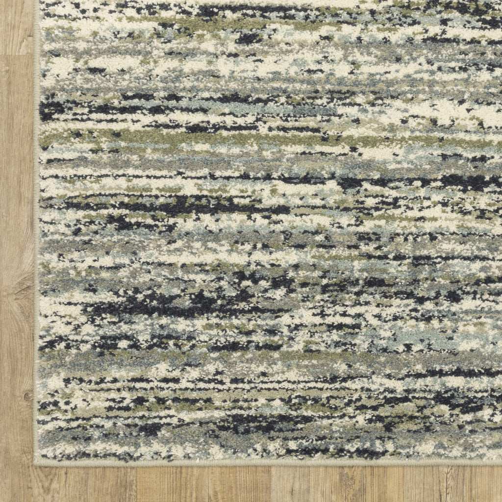 10' X 13' Blue Green Light Blue Grey And Ivory Abstract Power Loom Stain Resistant Area Rug - Homeroots - Flyclothing LLC