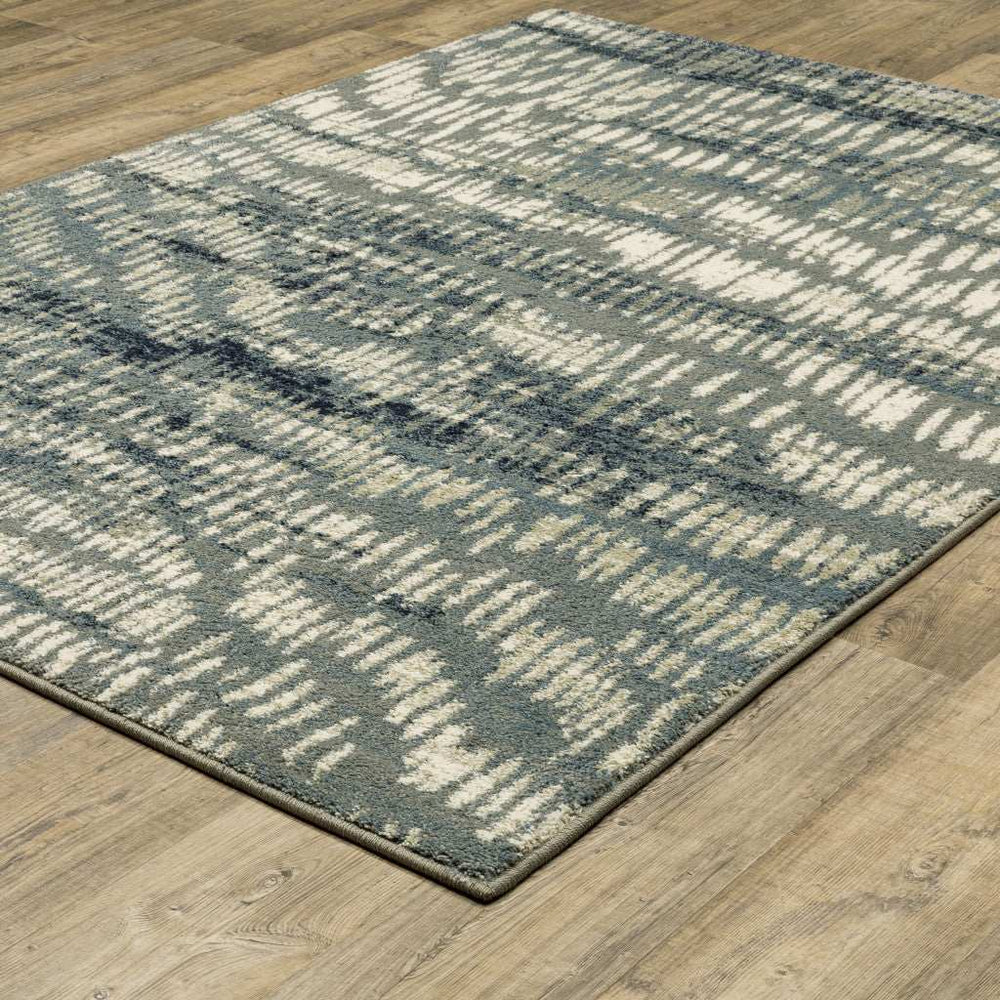 10' X 13' Grey Beige Blue And Light Blue Abstract Power Loom Stain Resistant Area Rug - Homeroots - Flyclothing LLC