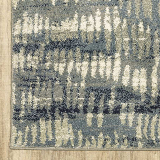 10' X 13' Grey Beige Blue And Light Blue Abstract Power Loom Stain Resistant Area Rug - Homeroots - Flyclothing LLC