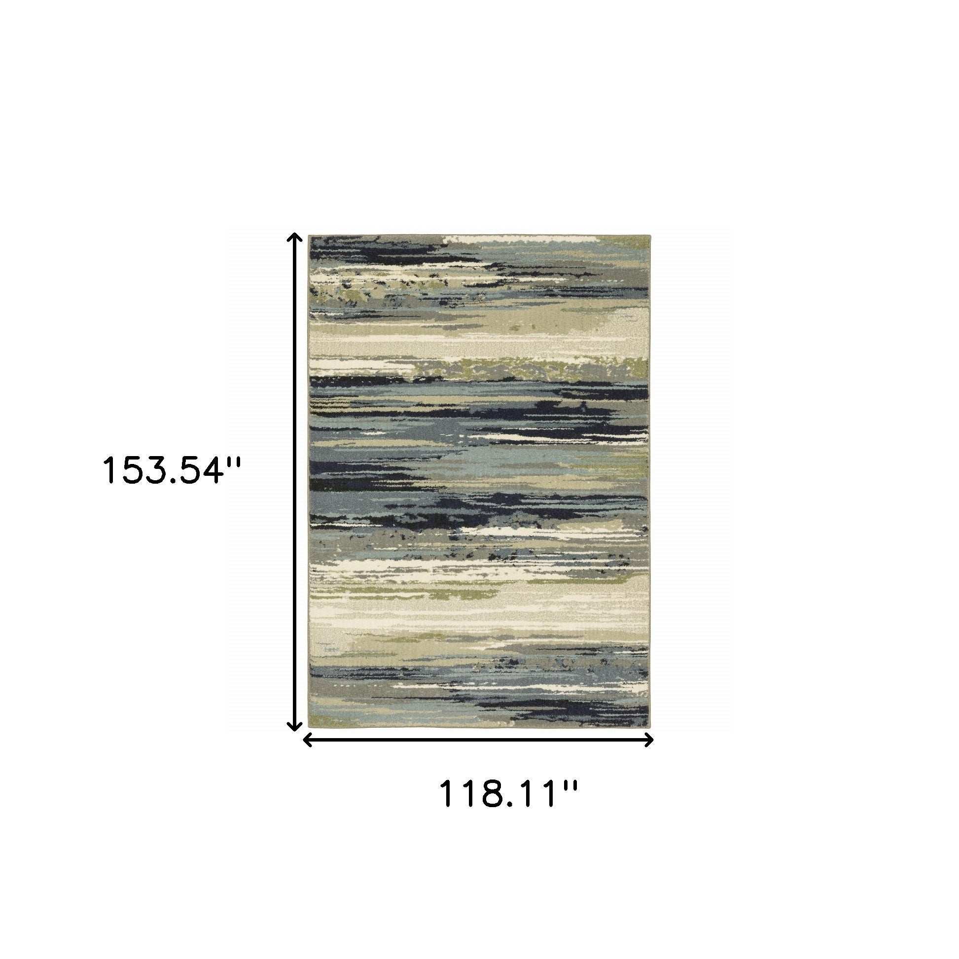 10' X 13' Blue Green Grey Light Blue And Beige Abstract Power Loom Stain Resistant Area Rug - Homeroots - Flyclothing LLC