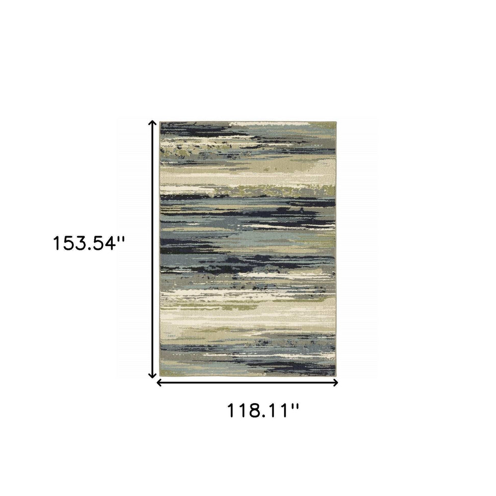 10' X 13' Blue Green Grey Light Blue And Beige Abstract Power Loom Stain Resistant Area Rug - Homeroots - Flyclothing LLC